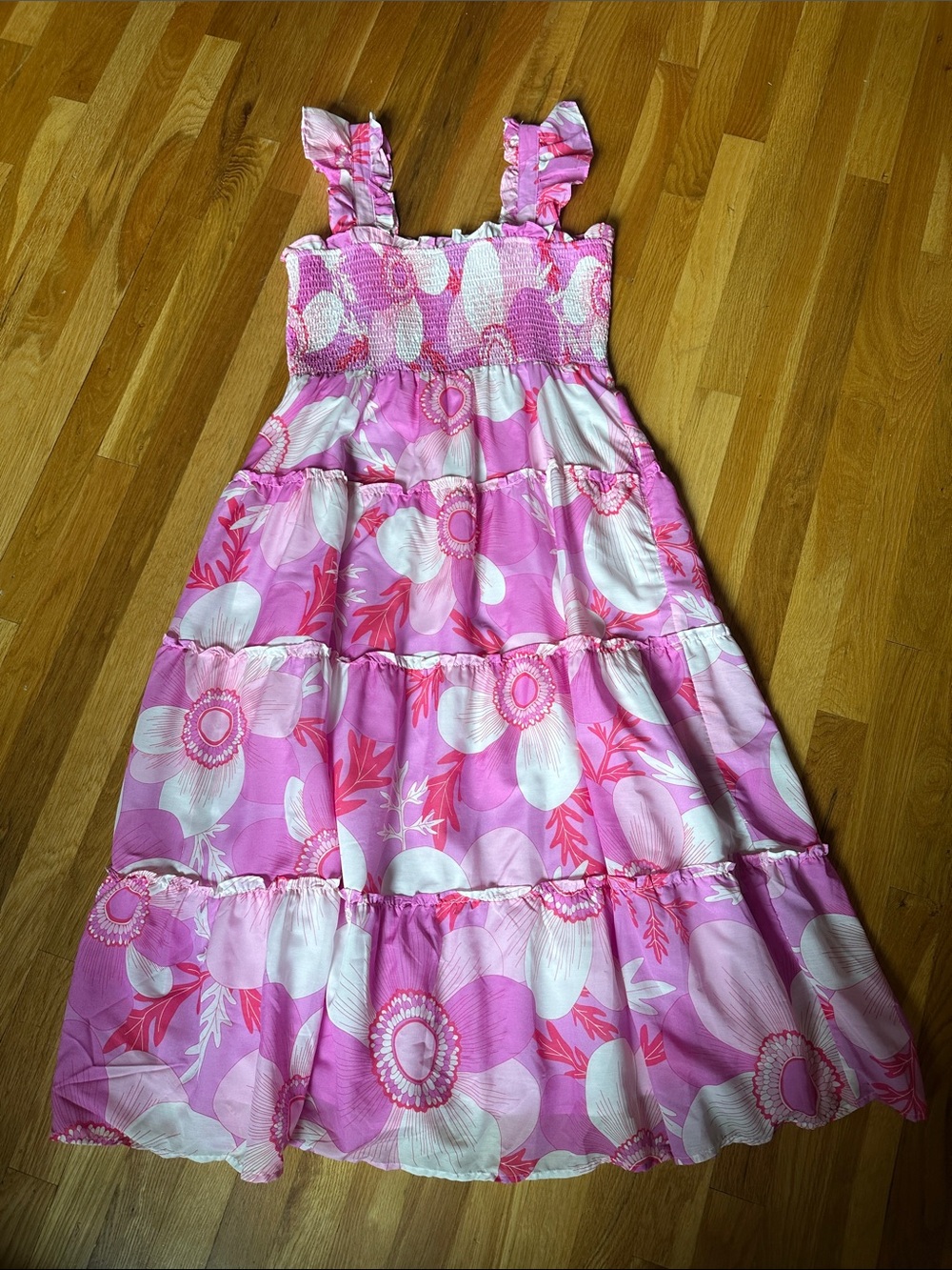 j.marie Pink Smocked Floral Sundress (XL)